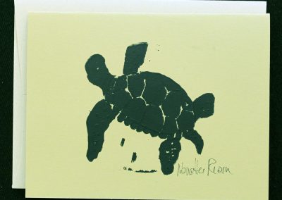 hand cut printed notecard - turtle