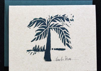 hand cut printed notecard - palm tree