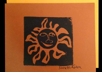 hand cut printed notecard - sun